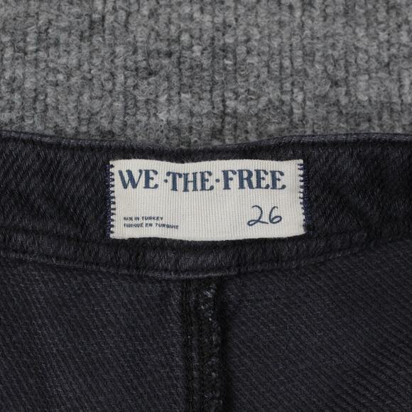 We The Free People Jeans Women 26 Osaka Mid Rise Barrel Crop Gray Baggy Boho Y2K - Picture 5 of 14